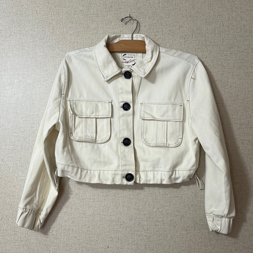 Vintage Denim Cropped Jacket Off White